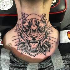 Back Of Neck Tiger Tattoo Tiger Neck Tattoo Tattoos Neck Tattoo