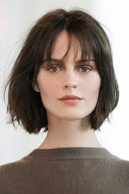 Medium Short Hairstyle With Wispy Bangs Medium Short Hair Short Straight Hair Short Hair With Bangs