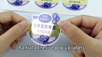 Custom Half Glue Label Half Adhesive Sticker Pop up Sticker Partial  Adhesive Pop-up Label Silver Cosmetic Bottle Packaging Label