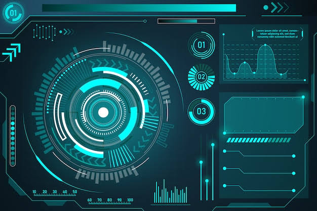 Hud futuristic element isolated on dark background. hi-tech user interface.  | Premium Vector
