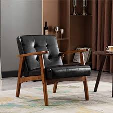 When placed in a living room, reading room, or den, these lounge chairs serve as a place for guests to sit. Artechworks Retro Pu Leather Upholstered Lounge Wooden Arm Chair For Living Room Bedroom Apartment Modern Black Pu Pricepulse