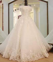 Lace Flower Crystal Beading A Line Wedding Dress The Bride Princess Romantic Banquet Long Formal Dress Online Wedding Dress Princess Wedding Gown Wedding Dresses