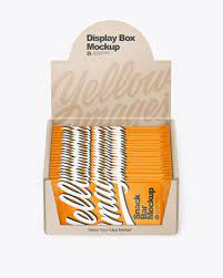 Download Kraft Display Box Snack Bars Mockup In Box Mockups On Yellow Images Object Mockups