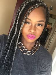Black And Gray Box Braids Grey Box Braids Grey And Black Box Braids Cruella Deville Box Braids Flat Out Fabulous Lipstick Brown Box Braids Hairstyles Braided Hairstyles Black Box Braids