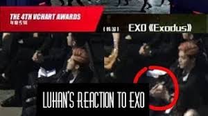 160410 luhan reaction to exo the 4th vchart awards music