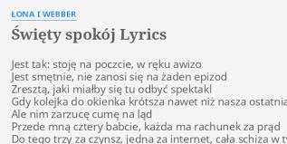 We did not find results for: Swiety Spokoj Lyrics By Lona I Webber Jest Tak Stoje Na
