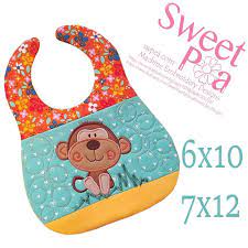 Monkey Baby Bib In The Hoop Machine Embroidery Design