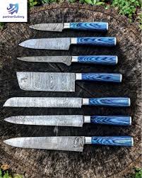 Custom Handmade Damascus Steel Kitchen Chef Knives Set Of 07 Etsy In 2020 Knife Set Kitchen Damascus Steel Kitchen Knives Kitchen Knives