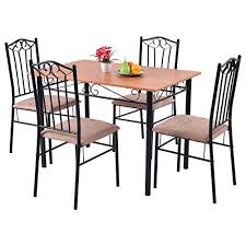 Trim expenses on tupperware complete stack cooker (7 pcs) includes recipe book and emerging mobile devices from your main personal choice o. 5 Pc Dining Set Wood Metal Table And 4 Chairs Kitchen Breakfast Furniture New Buy Online In Gibraltar At Gibraltar Desertcart Com Productid 33279609