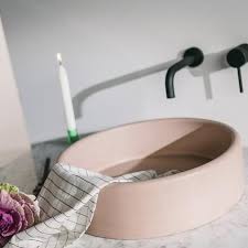 bowl sink blush pink badkamer