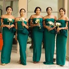2019 South African Mermaid Bridesmaid Dresses Peplum Satin Off The Shoulder Maid Of Maid Of Honour Dresses Green Bridesmaid Dresses Mermaid Bridesmaid Dresses
