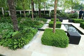 Learn the main concepts of landscape design. Gardens Of The Future Evergreen Garden Garden Design Contemporary Landscape Design