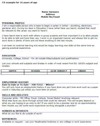 Cv Example For 16 Year Olds Cv Examples Resume Templates 16 Year Old
