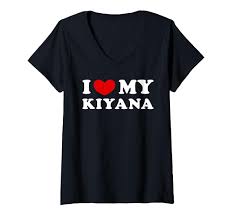 Amazon.com: Camiseta con cuello en V I Love My Kiyana, I Heart My Kiyana,  Negro - : Ropa, Zapatos y Joyería