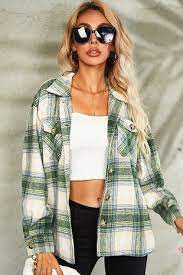 Green Plaid Flannel Shacket Hingeon5th