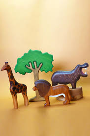 Wooden Safari Animals Play Set Wooden Animals Figurines Wooden Etsy Safari Animals Animal Figurines Wooden Animal Toys