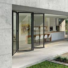 Porte de garage vitrée coulissante. Baie Vitree Coulissante Empilable Sl82 Nanawall Pliante En Aluminium A Triple Vitrage