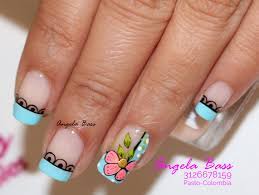 Uñas frances blanco flor verde y rosa uñas uñas con. Pin En Unas Mariposas Y Flores