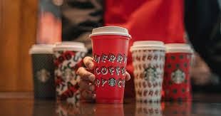 Resultado de imagem para Starbucks unveils five new holiday cups — including an environmentally friendly reusable one
