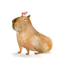 A Capybara And His Friend Capybara Bird Illustration Animal Illustration