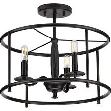 Progress Lighting Fairforest 15 75 In 3 Light Matte Black Flushmount With Aged Oak Accents P350175 031 The Home Depot In 2020 Progress Lighting Flush Mount Ceiling Lights Semi Flush Mount Lighting