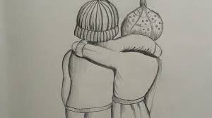 Best Friends Pencil Sketch Tutorial How To Draw Two Friends Hugging Drawings Of Friends Drawings Friends Hugging