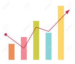 Financial Business Bar Chart With Arrow Going Up Vector Cartoon