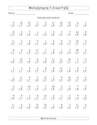 The Multiplying By Anchor Facts 7 8 And 9 Other Factor 1 To 12 A M Printable Multiplication Worksheets Multiplication Worksheets Printable Math Worksheets
