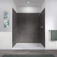 Reviews For Foremost Jetcoat 32 In X 60 In X78 In 5 Piece Easy Up Adhesive Alcove Shower Surround In Slate Gfs603278 Sl The Home Depot