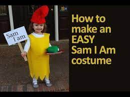 This Sam I Am Costume Including Green Eggs And Ham Is Super Easy To Make A Great Option Dr Seuss Diy Costumes Halloween Costumes For Kids Dr Seuss Costumes