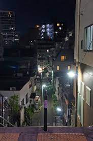 夜散歩のススメ0460 実盛坂 上と下からの風景 夜散歩のススメ 風景 夜 散歩 都市景観