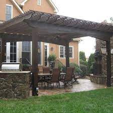 Joyride wood gazebo is the perfect item to bring elegance and ease to your deck or patio. The Perfect Place To Dine Outdoors This Large Pergola Brings Together All Of The Elements Of This Outdoor Living S Freestanding Pergola Pergola Wooden Pergola
