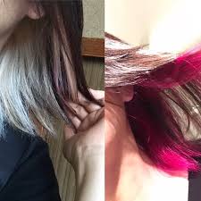 ワインレッドにしようと思ったらショッキングなピンクになり自分でも驚いた上にサイコ呼ばわりされたのでなんとか戻せないものかとネットに頼ったら2分でここまで 戻った この時代で助かった シャンプー 市販のブリーチ剤 2 1を揉み込むだけでみるみる退色 髪色