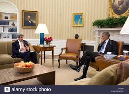 Us President Barack Obama Meets With Secretary Of State John Kerry In Stock Photo Alamy