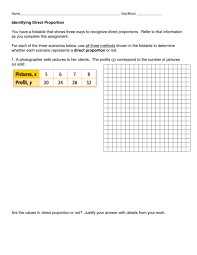 Proportions notes hw key answer : Identifying Direct Proportion Homework