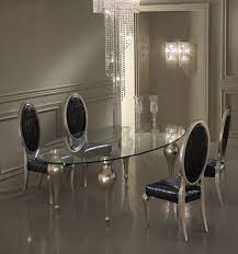 Oval dining table cuts out of table is a seamless organic silhouette but still somewhat. Black Silver Dining Room Oval Glass Dining Table Small Glass Dining Table Glass Dining Table