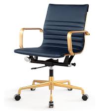 Black And Gold Office Chair Uk Fulbright Office Chair Luxe Navy Vegan Leather Modern Office Chair Gold Office Chair Office Chair