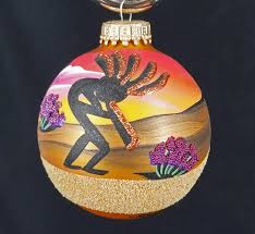 Size, type, design, color, material, fabrication, light, cord length, power consumption, glittered, indoor. Kokopelli Hand Painted Ornament Joe Wilcox Indian Den