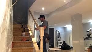 Installing a railing and some balusters for my neighbor. The Basement Railing Youtube