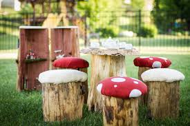 Real Tree Stump Toadstool Mushroom Stool Table And Chair Set Party Never Forgotten Designs It's made of naturally fallen cyprus wood, no two look the same.