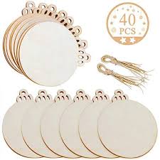 Jolik 40 Pieces Wooden Ornaments Unfinished 35round Blank Wood Discs For Diy Christmas Ornaments More Diy Christmas Ornaments Wooden Ornaments Christmas Diy