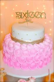 Black and white ruffle cake with southern magnolia and crystal detail. Pink And Gold Sweet 16 Birthday Cakes Novocom Top