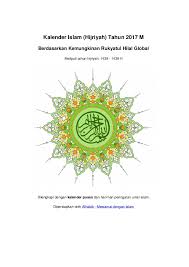 Kalender islam bersatu bulan dzulhijjah 1438 h. Kalender Islam Global Tahun 2017 M