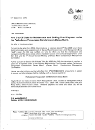 Union sangyo (m) sdn bhd sub lot 3, lot 6536, batu 6, jalan bukit kemuning, 40460 seksyen 34, shah alam, selangor darul ehsan malaysia. New Cut Off Date For Maintenance And Sinking Fund Payment Under The Perbadanan Pengurusan Kondominium Danau Murni Danau Murni Condo