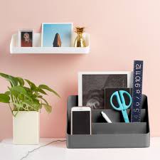 Dark Gray Desk Organizer Desktop Organization Poppin Desktop Organization Desk Organization White Wall Shelves