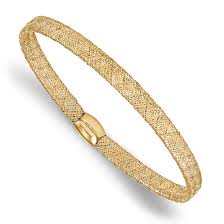Italian gold 6.4 cttw gemstone 8 tennis bracelet, 14k gold. Italian Mesh Bangle Stretch Bracelet In 14k Gold