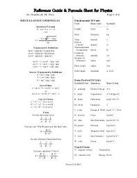 Physics Formula List 1 Physics Formulas Physics Formulas List Physics