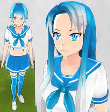 Yandere Sim Skin Blue And White Crop Top By Televicat Yandere Simulator Characters Yandere Yandere Anime