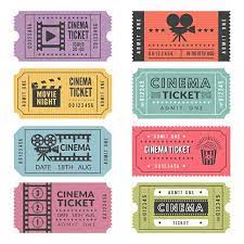 Template Of Cinema Tickets Vector Designs Of Various Cinema Tickets Ticket Design Cinema Ticket Bullet Journal Stickers