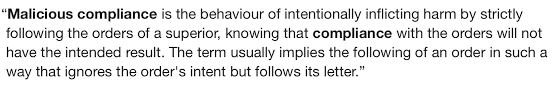 It seems that malicious compliance begins young. Malicious Compliance Pushing The Rules Or Passive Resistance Plus Getnakedandgotowork What S The Pont